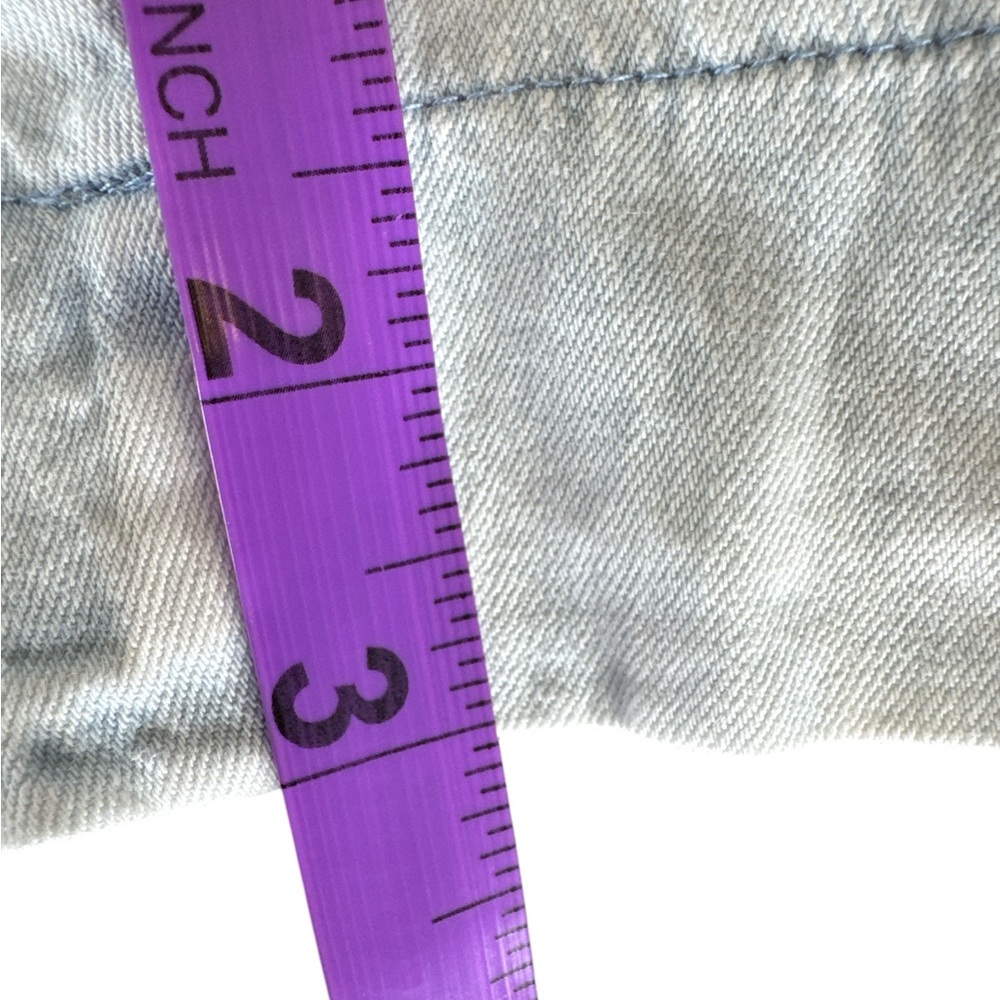 PEACH LOVE CALIFORNIA Sky Blue Denim Romper, Size L. - Picture 8 of 9